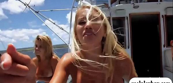  Hot babes deep sea fishing while naked